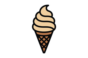 A creamy ice cream icon in a crispy waffle cone illustration