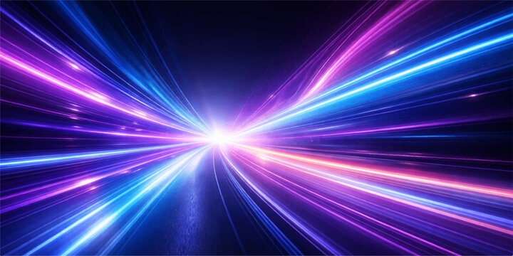 An abstract blue background featuring a glowing star burst with shiny laser rays and bright energy patterns for a high-speed disco space design