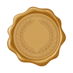 Gold seal stamp with laurel wreath isolated on a transparent background