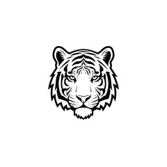 Obraz premium Bold Tiger Head Illustration: Fierce and Majestic Wild Animal