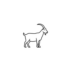 Minimalist Goat Outline Illustration: Farm Animal Icon, Black and White Vector A