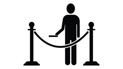 A person standing behind a velvet rope barrier isolated on white background, Vector © MD Riad Hossain 