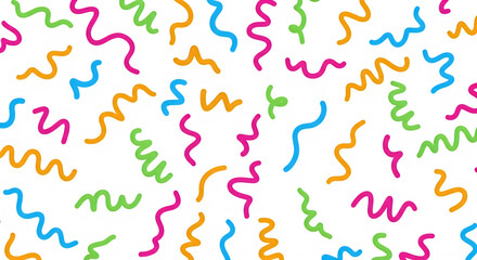 Obraz premium Colorful squiggles in pink, blue, green, and orange isolated on transparent background