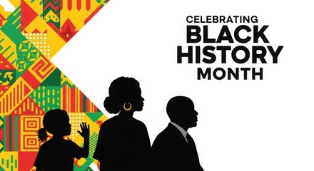 Naklejka premium Celebrating black history month with a family silhouette