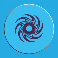 Abstract Spiral Galaxy Icon on Blue Circular Gradient Background