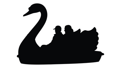 A black silhouette of a swan boat with people isolated on white background, Vector © MD Riad Hossain 