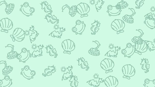 Light green with sea creature outlines and shells great for marinethemed designs like posters, banners, and educational materials.