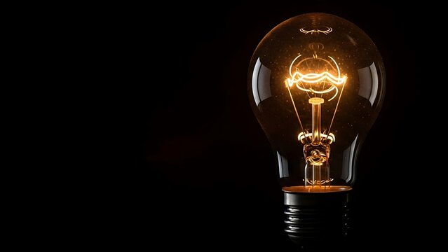 Glowing light bulb on dark background