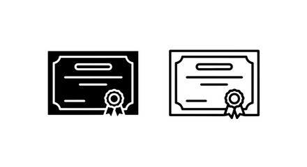 Fototapeta premium Certificate Icons: Black Silhouette and Outline Symbols for Achievement and Education
