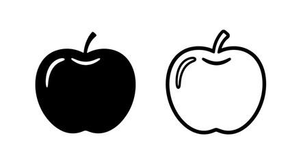 Apple Icons: Bold Black and Clean Outline - Fruit Graphics