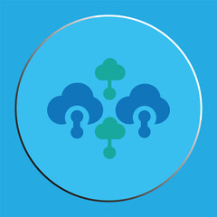 Abstract Cloud Computing and Data Connectivity Icon on Blue Gradient Background