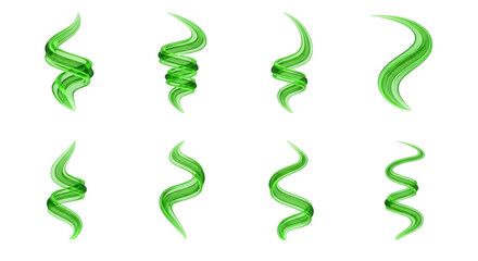 spiraling green abstract shapes on white design elements web backgrounds or illustrations