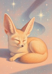Fototapeta premium Dreamy fennec fox starlit.