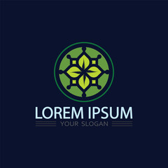 Fototapeta premium Natural inspired geometric badge logo combining floral symmetry for premium branding identity
