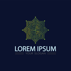 Obraz premium Organic polygon logo design featuring nature elements for modern sustainable brand identity