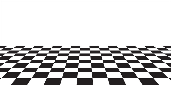 Floor in perspective with checkerboard texture. Empty chess board. Vector illustration.