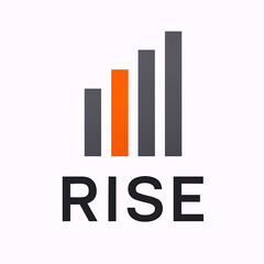 Rise Modern Bar Growth Logo with Upward Chart Symbol, Dynamic Corporate Branding for Finance, Investment and Business Expansion