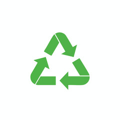 Eco Friendly Recycle Symbol in Bright Green on White Background