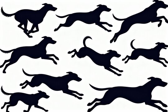 Running dog silhouettes