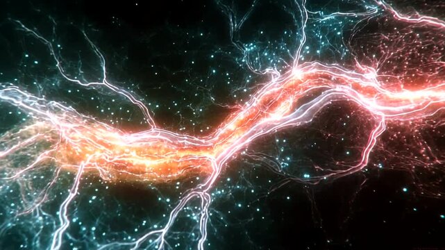 Electric energy flow with vibrant colors and sparks