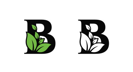 Two stylized letter b logos with leafy designs a bold silhouette © DS