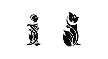 Obraz premium Elegant floral designs featuring stylized s letters as a silhouette