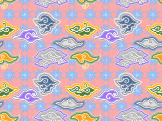 Contemporary Mega Mendung Batik motif with beautiful colors combined with Nitik or Jlamprang motifs.