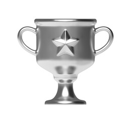 Fototapeta premium High quality 3D chrome trophy cup for black and white backgrounds. Symbol of victory and champion success. Ideal for awards, contests, games, and marketing designs. 