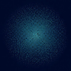 Fototapeta premium Blue dot pattern circular on dark background blue dots circular pattern concentric circles