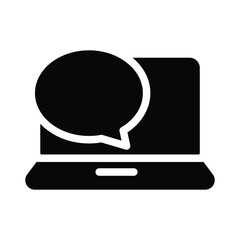 laptop with speech bubble solid icon vector design good for web or mobile app