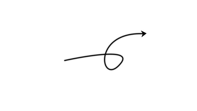 Long dotted path arrow animation with flowing curve, target direction icon, modern navigation concept, 4K video.