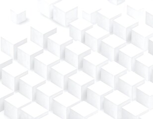 Fototapeta premium Isometric grid of white 3D cubes with shadows and a bright background