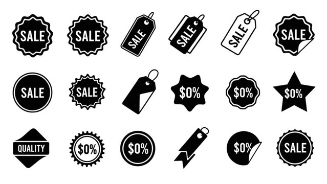 Vector Icon Sheet Collection of Sale Tags and Discount Symbols for Marketing Campaigns