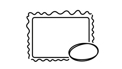 Vector Icon Sheet Featuring a Stamp with Wavy Edges and Oval Shape