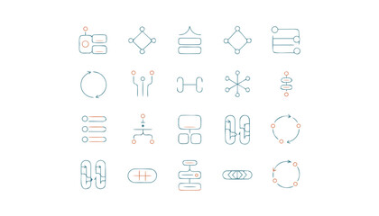 Fototapeta premium Collection of Minimalist Icons Representing Various Abstract Concepts and Symbols on a Clean Background