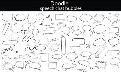 hand drawn speech and thought bubbles with yellow and blue highlights for creative storytelling and communication design.