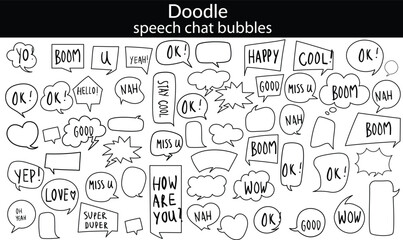 hand drawn speech and thought bubbles with yellow and blue highlights for creative storytelling and communication design.