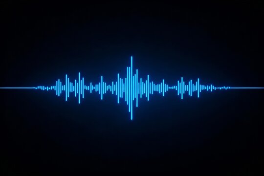 Blue sound wave on dark background