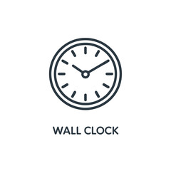 Simple line art illustration of a circular wall clock displaying ten past two