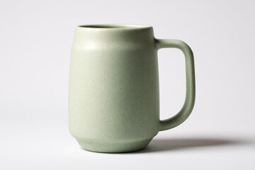 Obraz premium Minimalist green ceramic mug isolated on white background for kitchen design