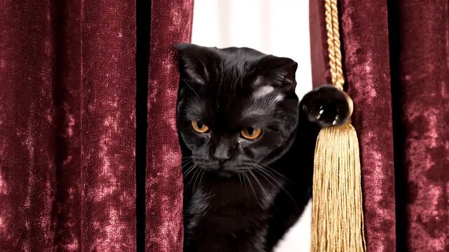 Burgundy Velvet Curtains Texture Close Up for Luxurious Background