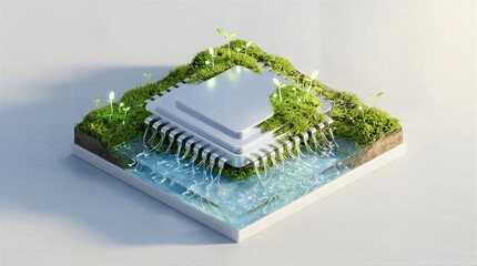 Green Microchip with Moss