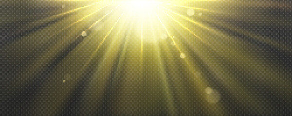 Obraz premium A bright and radiant sunbeam shines through a dark background with a sense of warmth and energy