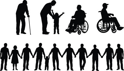 Black silhouette of two businessmen in suits bowing deeply towards each other, respectful greeting and corporate etiquette vector illustration. © Sabbir's World