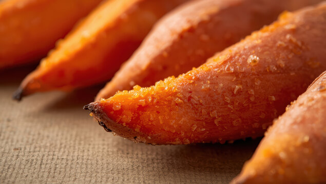 Roasted fingerroot spice with coarse salt and warm orange tones, appetizing closeup texture
