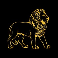 Golden lion silhouette illustration