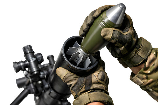 Close-Up of Soldier Loading Mortar Round &ndash; Editorial Action Shot