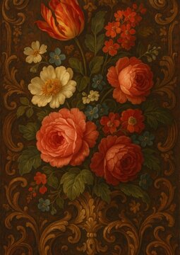 Elegant floral vintage wallpaper design.