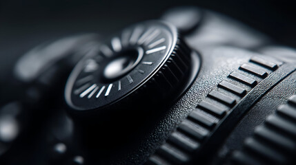 Close-up of a camera dial showcasing intricate details and design elements, perfect for photography enthusiasts and tech lovers.