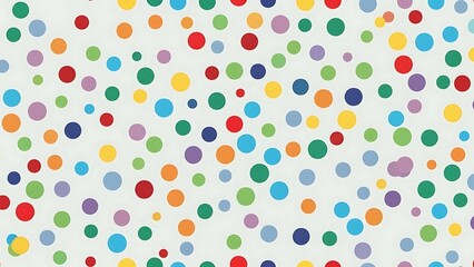 Vibrant multicolored polka dots on light gray background